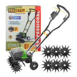 Procraft CT20/2bb Akumulatorowa glebogryzarka bezszczotkowa 2x20V 0Ah 36cm