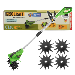 Procraft CT20bb Akumulatorowa glebogryzarka bezszczotkowa 20V 0Ah 22,4cm