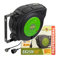 Procraft EK25N Przedłużacz elektryczny na zwijaku automatycznym 25m 3x1,5m2  07/26