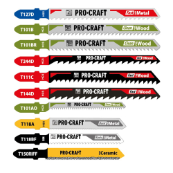 Procraft JB10 Brzeszczoty do wyrzynarek 10 szt różne rodzaje HCS HSS BIM HM Ceramic drewno metal ceramika  06/26