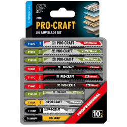 Procraft JB10 Brzeszczoty do wyrzynarek 10 szt różne rodzaje HCS HSS BIM HM Ceramic drewno metal ceramika  06/26