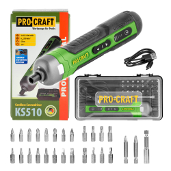 Procraft KS510 Akumulatorowy wkrętak 5Nm 3,6V USB-C + bity  06/26