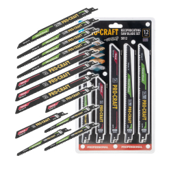 Procraft SB12 Brzeszczoty do pił szablastych 12 szt różne rodzaje BIM drewno metal plastik  06/26