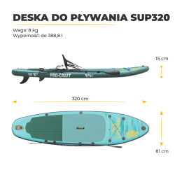 Procraft Travel SUP320 Deska do pływania do 150kg wiosło 2w1 pompka siedzisko kajakowe plecak  06/26*