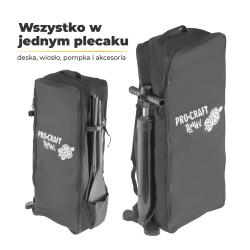 Procraft Travel SUP320 Deska do pływania do 150kg wiosło 2w1 pompka siedzisko kajakowe plecak  06/26*