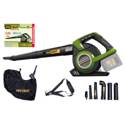 Procraft VB20 Dmuchawa odkurzacz do liści 2x20V 0Ah 270km/h 13,2m3/min 45l worek  03/26