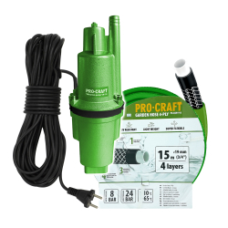 Procraft VN-18 pompa wibracyjna do wody + PR-4GH1915 wąż ogrodowy zielony 15m 3/4"  06/26