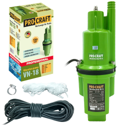 Procraft VN-18 pompa wibracyjna do wody + PR-4GH1915 wąż ogrodowy zielony 15m 3/4