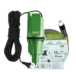 Procraft VN-72D pompa wibracyjna do wody + PR-4KAT1915 wąż ogrodowy czarno-żółty 15m 3/4"  06/26