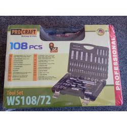 Procraft WS-108/72 Zestaw narzędzi nasadki grzechotki  bity 108 szt. w walizce  09/26