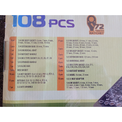 Procraft WS-108/72 Zestaw narzędzi nasadki grzechotki  bity 108 szt. w walizce  09/26