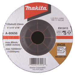 Makita A-80656 Tarcza szlifierska do metalu i stali nierdzewnej INOX  125 x 6 mm  04/23