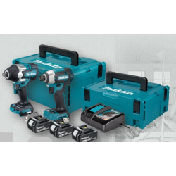 Makita DLX2564GJ Zestaw combo klucz udarowy DTW700 zakrętarka DTD201 18V BL1860 x3 MAKPAC x2  OKAZJA